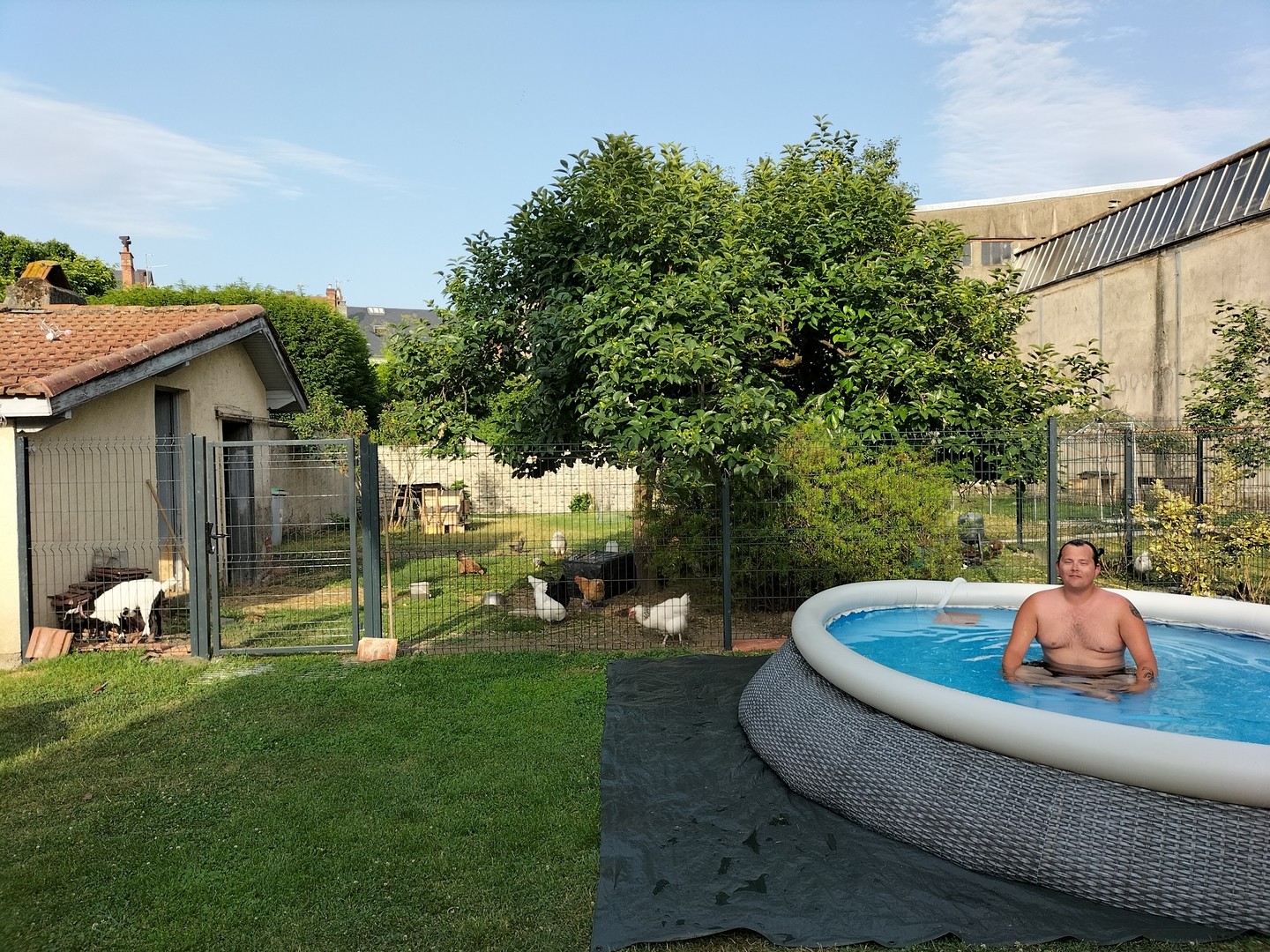 Canicule !!Installation de la piscine